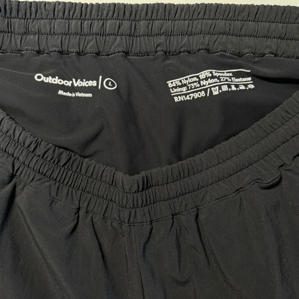 Outdoor Voices Black RecTrek Lined Performance Stretch Athletic Shorts Large